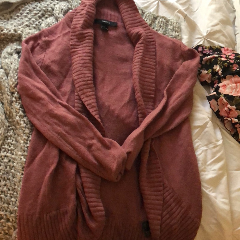 Forever 21 mauve cardigan sweater